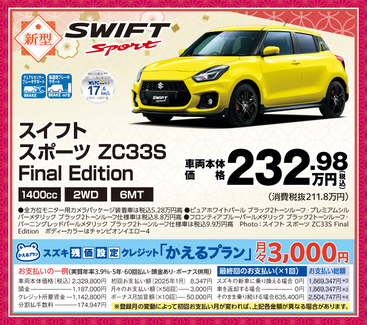 新型「スイフト スポーツ」